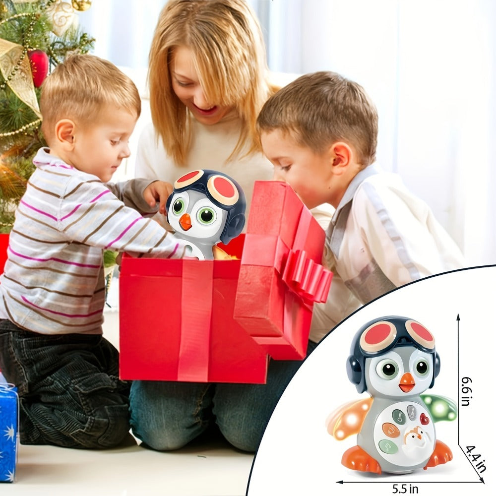 Baby Crawling Penguin Musical Toy with Music, Lights & Movement – Interactive Tummy Time Learning Toy for Infants 6-12 Months, Sensory Light Up Dancing Penguin, Perfect Easter Basket Stuffer & Baby Gift