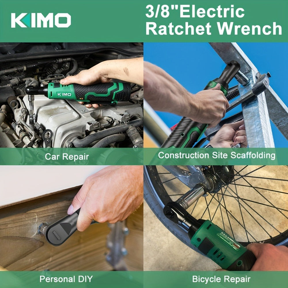 Cordless Ratchet Wrench 3/8 Inch 12V – KIMO 40ft-lb Torque Power Ratchet Set with 2.0Ah Battery, Fast Charger & 8 Sockets