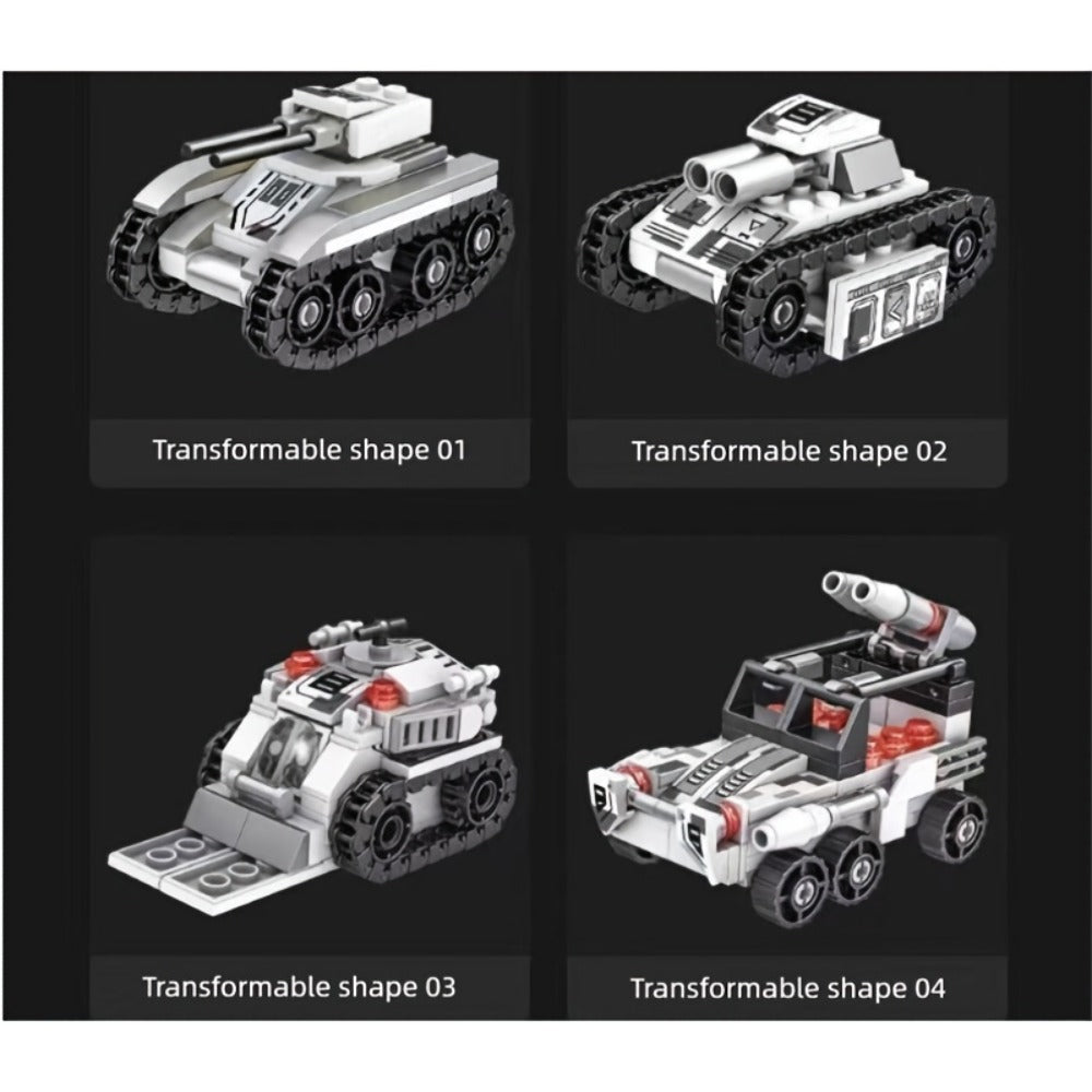 8-in-1 Snow Tank Building Block Set, 1628 Pieces, 9 Military Models