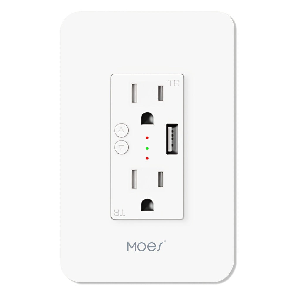 Smart WiFi Wall Outlet with 2 AC Outlets & USB Charging Port, Works with Alexa & Google Home, App Remote Control, No Hub Required, 15A 2.4GHz – MOES Intelligent In-Wall Smart Plug Socket