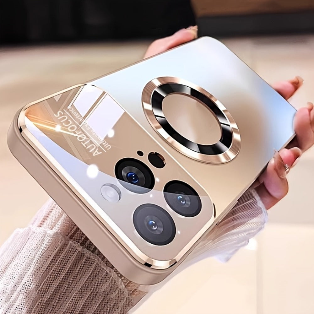 MagSafe iPhone Case Matte Titanium with Built-In Glass Lens Protector for iPhone 17 Pro Max Air 16 15 14 Series – Shockproof Luxury Magnetic Wireless Charging Cover