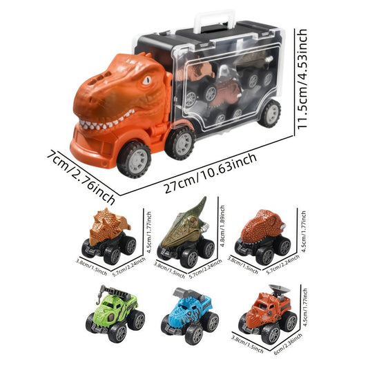 T-Rex Dinosaur Car Playset for Kids – Dino Truck with Mini Cars, Figures & Tree