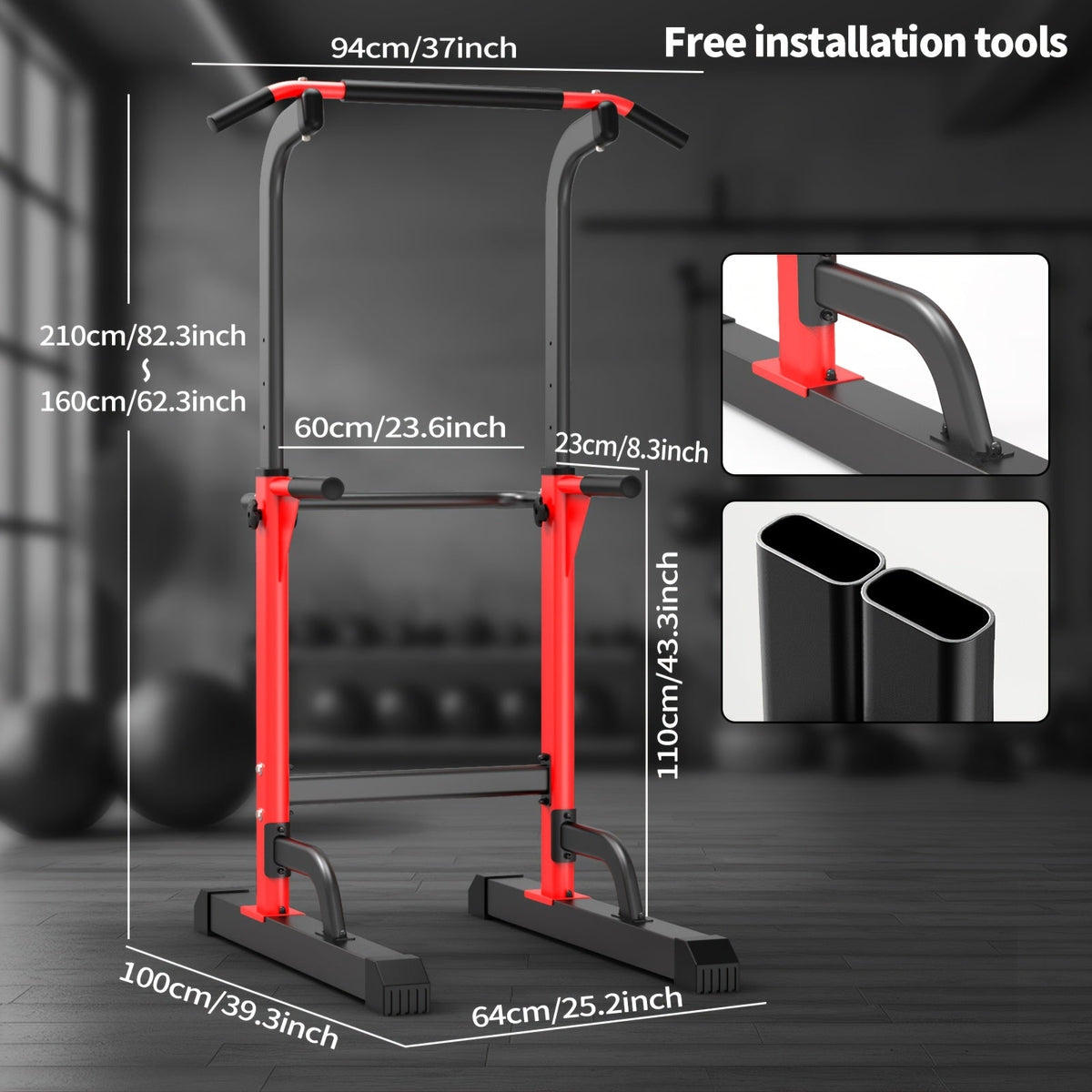 Power Tower Dip Station with Pull Up Bar – Adjustable Height Multi-Function Home Gym Strength Training Workout Station for Dips, Chin Ups, Push Ups, Leg Raises & Upper Body Exercise, 3 Models Available