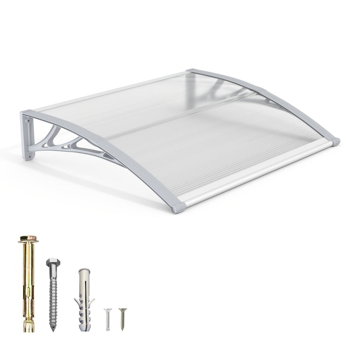 Window Awning Door Canopy Polycarbonate Overhang – UPF 50+ UV & Rain Protection, Leak-Proof Hollow Sheet, Weather-Resistant Outdoor Patio Awning for Doorways, Windows, Storefronts – Multiple Sizes & Colors