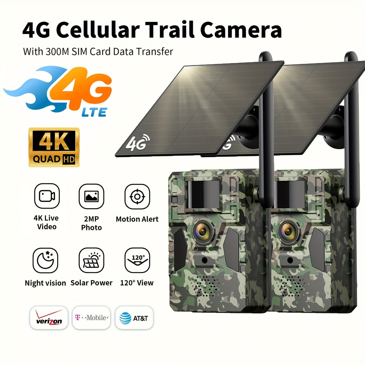 4G Cellular Trail Camera 2K No WiFi Required with Phone App Remote View – Wireless Game Camera for Deer Hunting, Wildlife Scouting, Livestock Monitoring & Rural Property Security