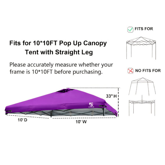 Canopy Replacement Top, 10 x 10 ft, Vented for Straight-Leg Frames