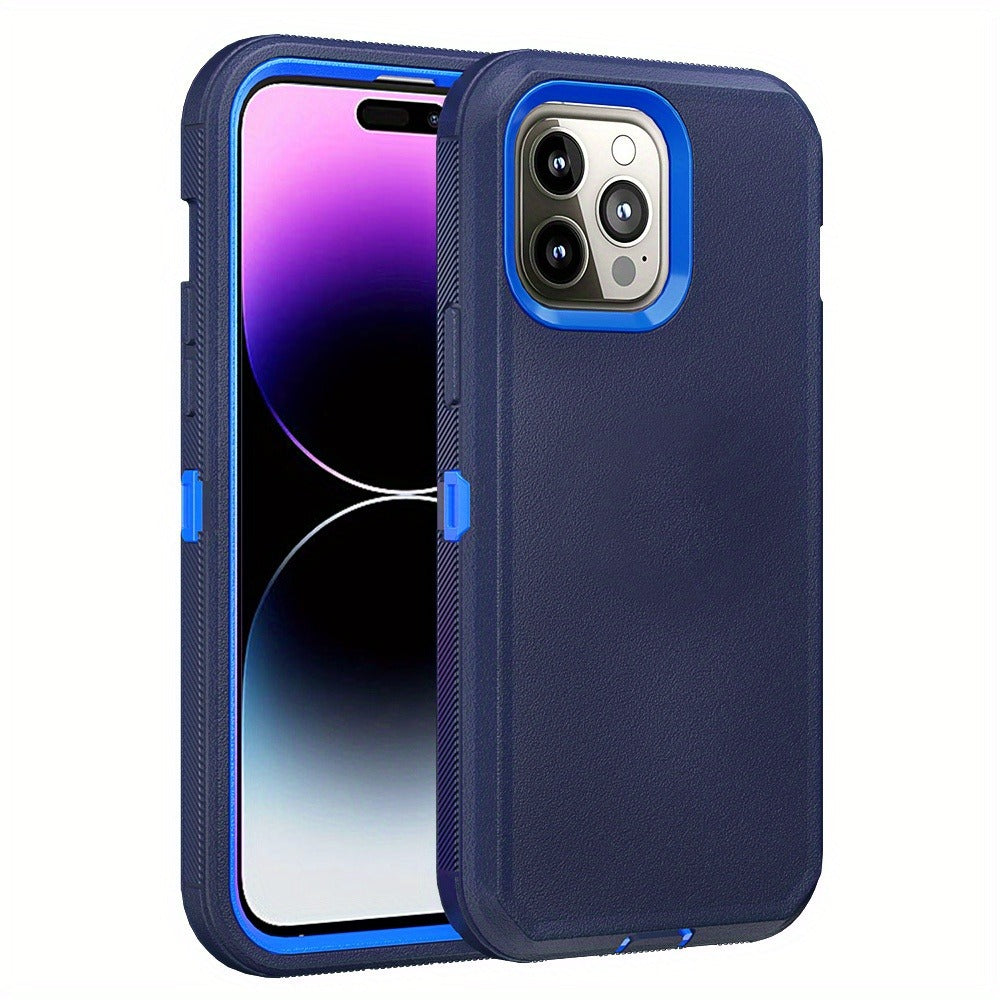 Shockproof Armor iPhone 14 Case Heavy Duty TPU PC Dual Layer Drop Protection Rugged Cover for iPhone 14 Pro Max 14 Plus 14 Pro 14 Wireless Charging Compatible – 3 Colors Black Orange Blue