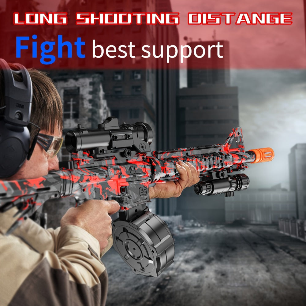 Large Drum Magazine Automatic Dual Mode Foam Blaster – Full Auto & Semi-Auto Outdoor Team Battle Toy Gun for Kids Boys Ages 8+, Christmas Birthday Gift Red