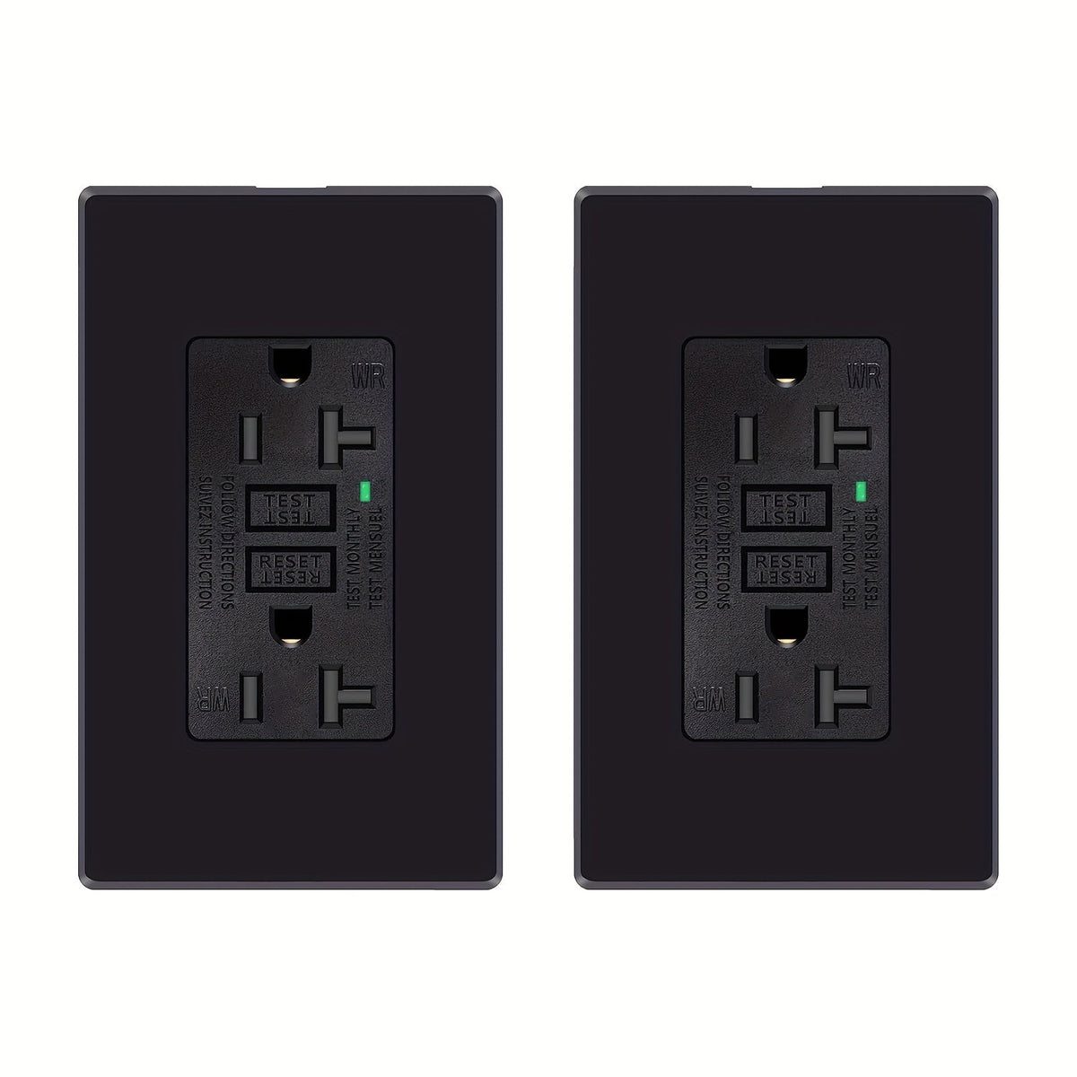 GFCI Outlet 20 Amp Tamper Resistant WR Weather Resistant with Wall Plate ETL Listed LED Indicator Test Reset Button Ground Fault Circuit Interrupter for Bathroom Kitchen Garage 2 4 6 10 20 Pack Black White