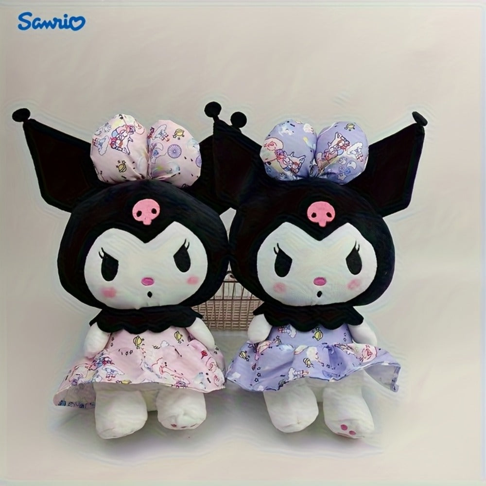 Kuromi Plush Doll, Gothic Kawaii Design with Skull Embroidery, Purple or Pink