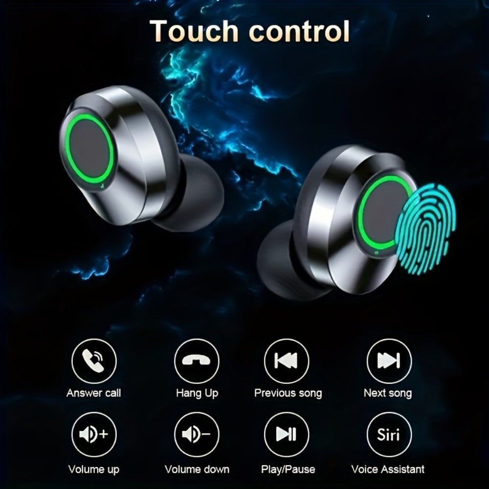 YD03 Digital Display Charging Case Wireless Earbuds, IPX4 Waterproof HD Stereo Touch Control Type-C, Comfortable In-Ear Sport Earphones for Sports Music Gaming Work iPhone Android
