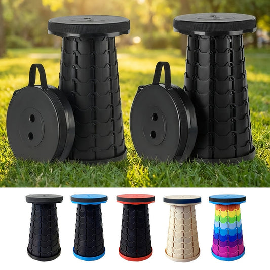 Collapsible Folding Stool Set, 2-Pack Telescoping Seats for Camping and Fishing