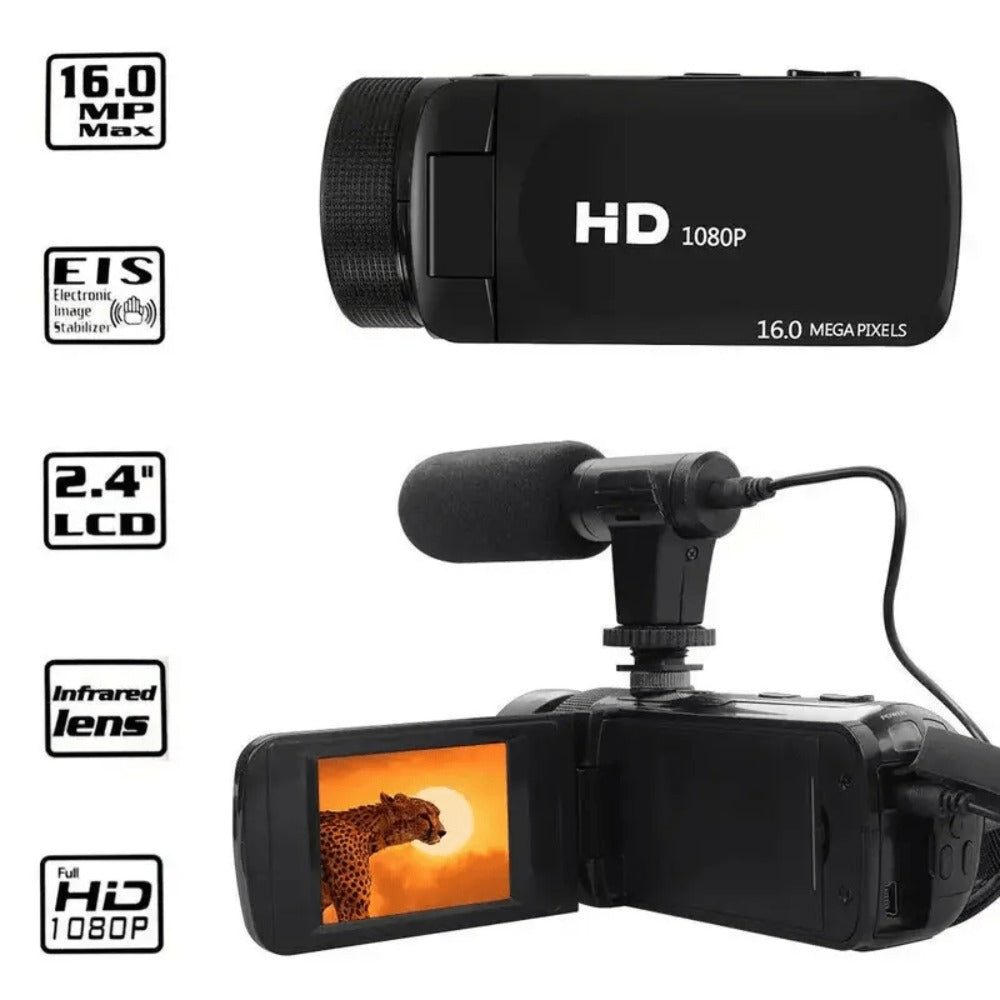 1080P Digital Camera with 2.7" Rotatable Screen 16x Zoom Built-in Mic & Fill Light – 16MP CMOS, 32GB Card, Webcam Function, Self-Timer for Travel, Vlogging, Wedding, Campus & Daily Photography | Gift