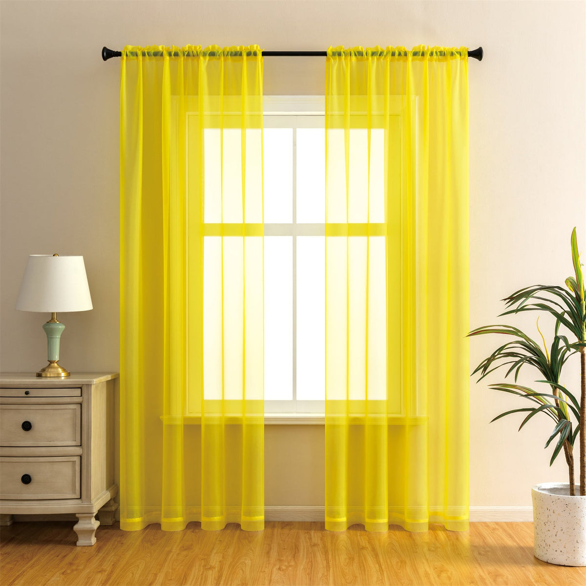 Sheer Curtains 2 Panels Rod Pocket – Light Filtering Privacy Window Drapes for Living Room Bedroom Modern Home Decor
