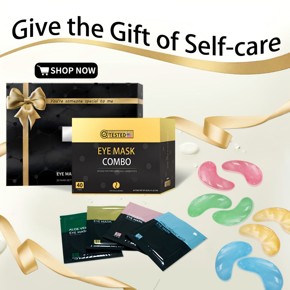 Under Eye Masks 40 Pairs Collagen Crystal Eye Patches with Caffeine & Aloe Vera - Reduce Dark Circles Puffiness Fine Lines Hydrating Eye Mask for Women Sensitive Skin Spa Gift Set