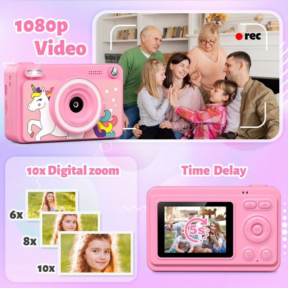 Kids Instant Print Camera 1080P HD, Polaroid Style Photo Printer Camera for Kids with 5 Rolls Paper & 32GB Card, Birthday Christmas Gift for Boys & Girls Ages 3-14, Green, Blue, Pink