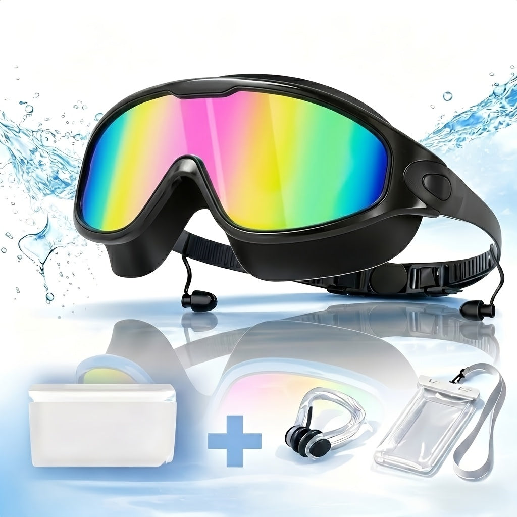 Anti-Fog Swimming Goggles Set – UV Protection, Earplugs & Nose Clip