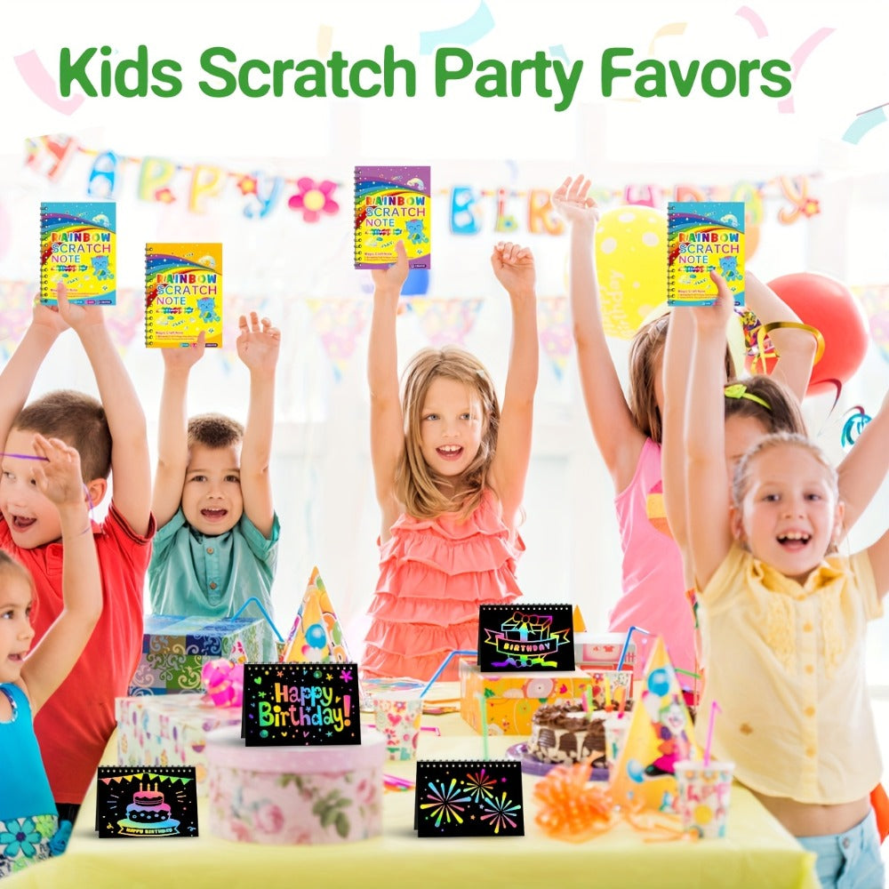 Scratch Art Notebooks 48 Pack Rainbow Scratch Paper Party Favors for Kids Birthday Gifts Bulk Art Craft Kit Scratch Pads for Boys Girls Classroom Prizes Goody Bag Fillers