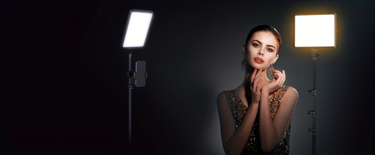 2-Pack LED Video Light Kit with Tripod Stand & Phone Holder | 2800-6500K Dimmable, CRI 97+, USB Powered Studio Lighting for YouTube, Vlogging, Gaming, Streaming & DSLR Photography