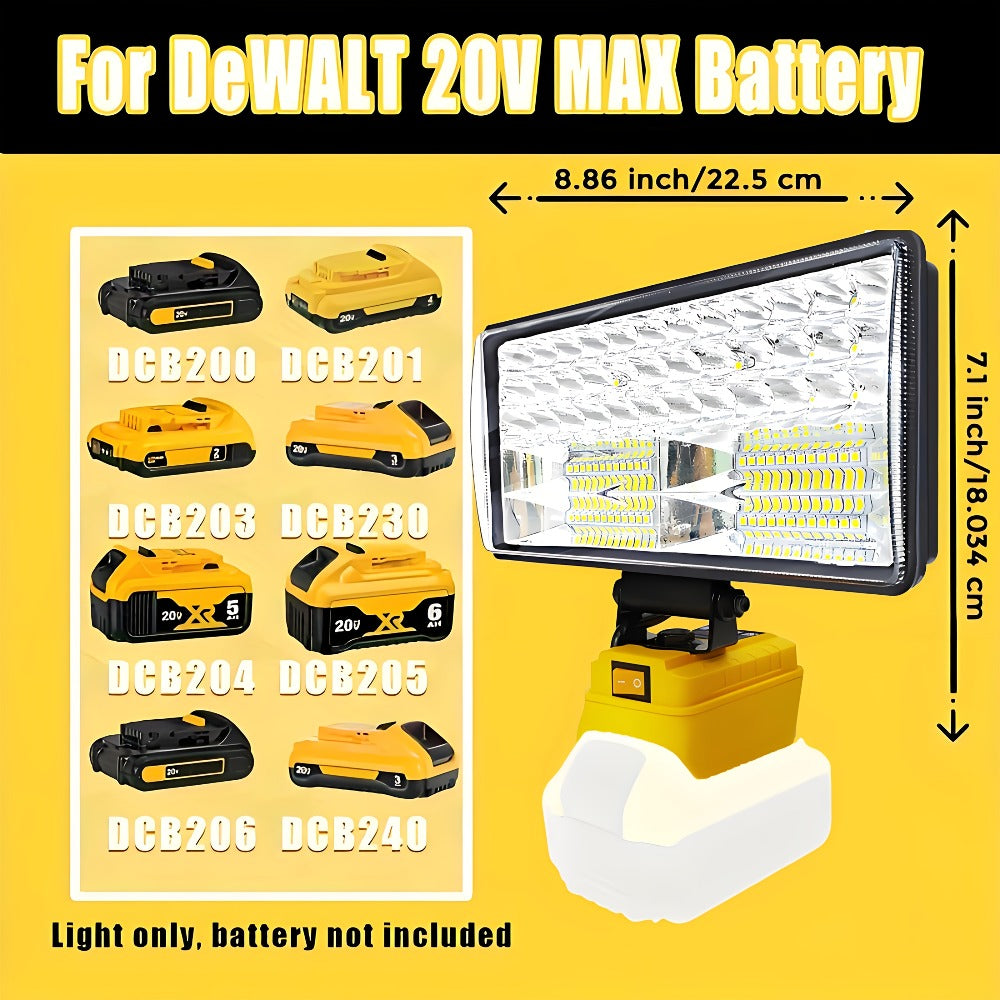 Cordless LED Work Light for DeWalt 20V Battery – 30W/90W 1800/5400 Lumen LED Floodlight | Battery Powered Work Light for Automotive Repair, Construction Site & Emergency Lighting | Battery Not Included