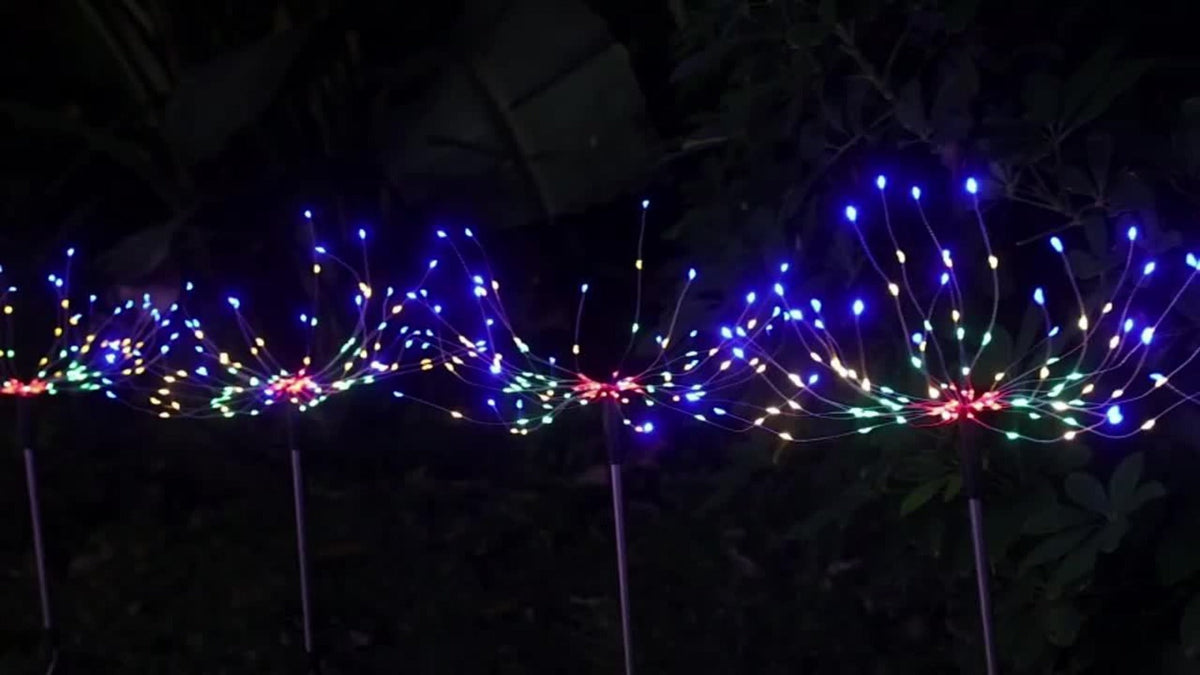 Solar Garden Lights Outdoor Waterproof IP65 – Fireworks Fairy Lights 8 Modes Multi-Color Solar Powered Landscape Decoration for Garden Balcony Pathway Lawn Christmas Holiday 240 320 LED 4 Pack