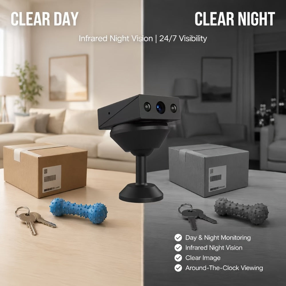 Mini Security Camera No WiFi No Internet Needed, Full HD 1080P Wireless Indoor Camera Built-In AP Hotspot, Night Vision, Motion Detection, Voice Recording, Cloud Storage – Home Garage Baby Pet Monitor