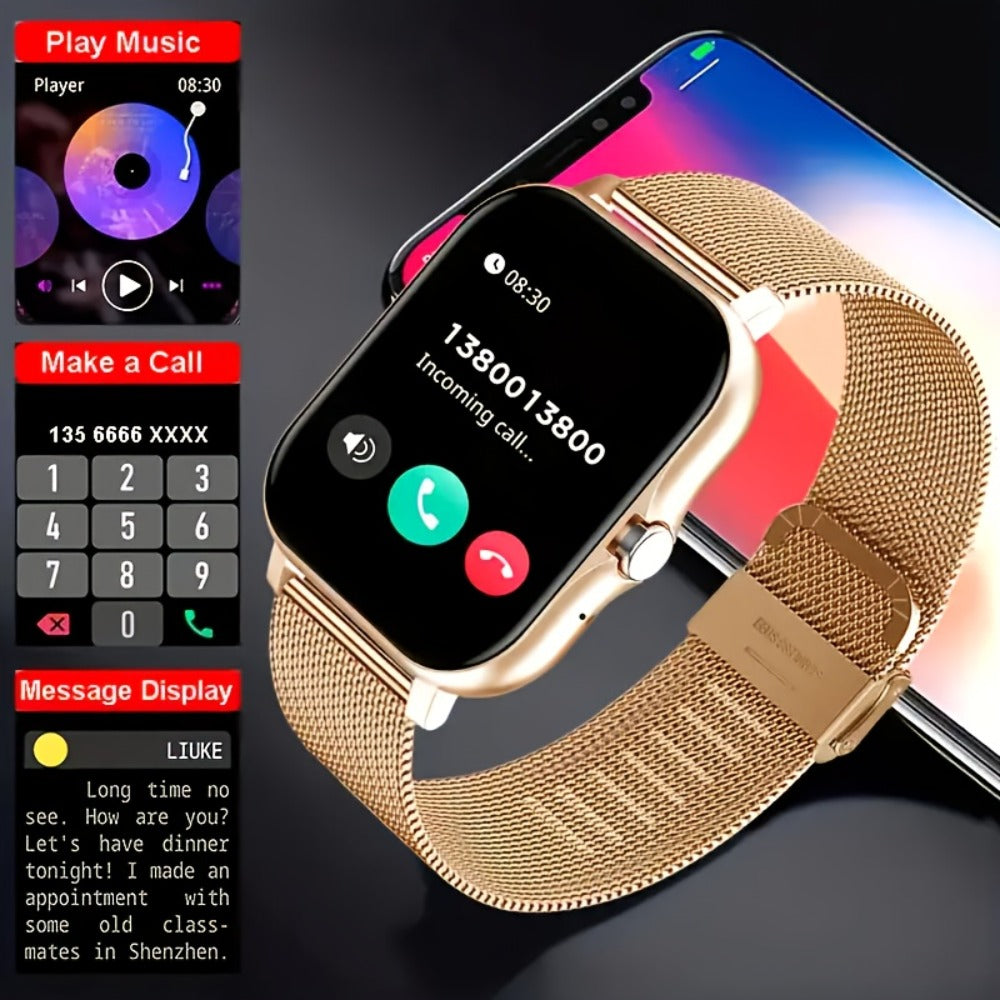 Navigation Smartwatch 1.83" Bluetooth 5.0 – Wireless Calling, Email Display, Location Navigation, Remote Camera, Music Player, Fitness Tracker – Unisex Gift Watch Black Pink Silver Gold