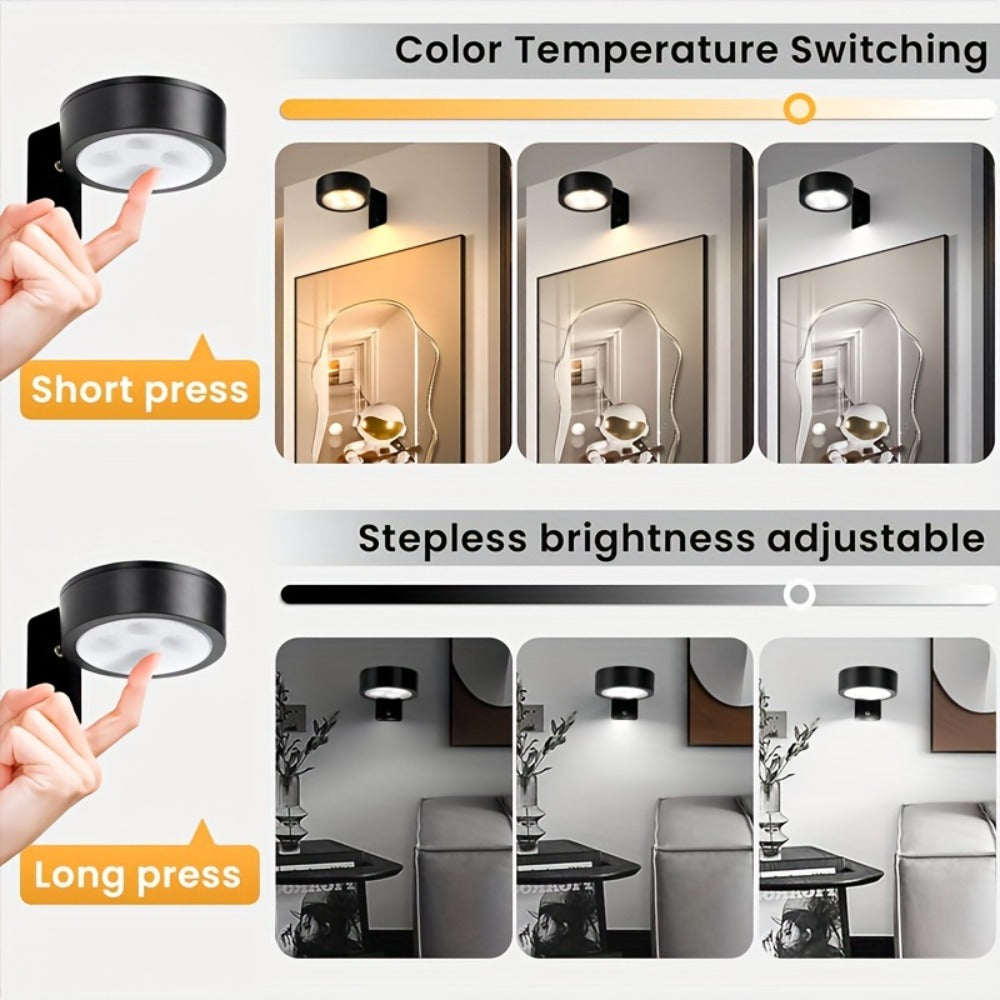 Battery Operated Picture Lights 3-Pack, Magnetic Painting Light with Remote & Timer, 3 Lighting Modes Dimmable Wireless Wall Puck Lights for Art Frames Portraits – Black