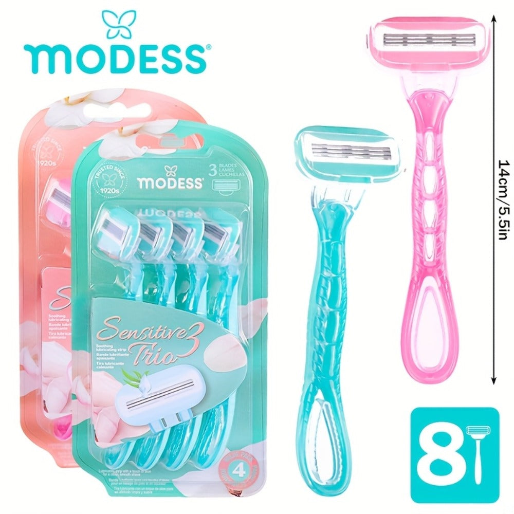 Sensitive Skin Disposable Razors for Women Pastel Teal Blush Pink 4-Pack & 8-Pack Smooth Close Shave Legs Underarms Protective Blade Cap Gentle Hair Removal Razor Daily Use Travel