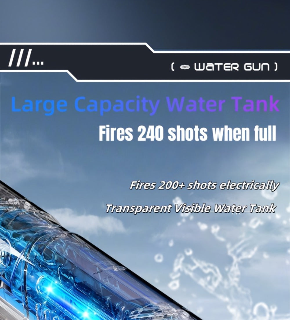 LED Light-Up Electric Water Gun Auto-Fill USB Rechargeable 40Ft Range Motorized Squirt Blaster with Light Show for Kids Adults Pool Party Beach Backyard Night Battle