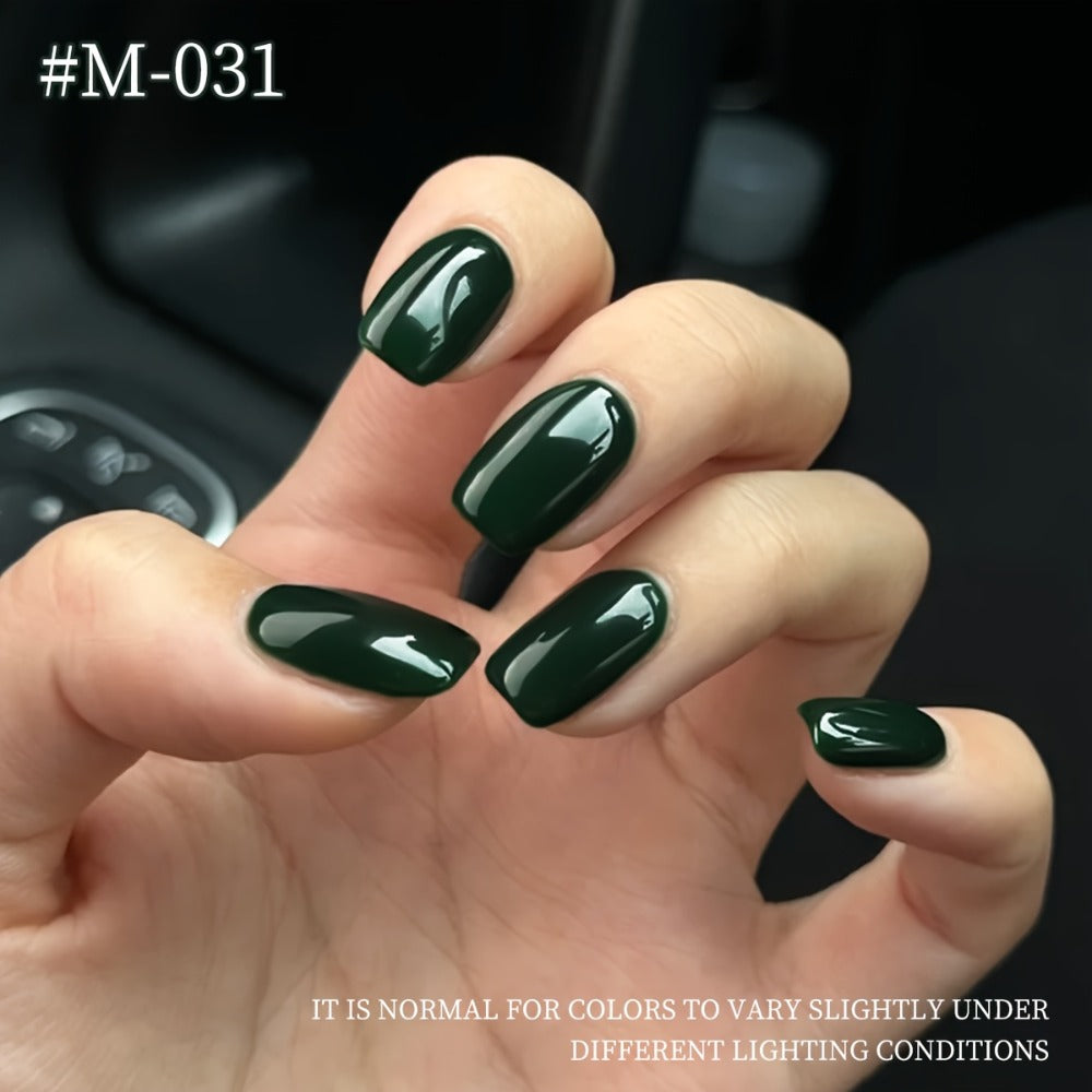 Green Forest Gel Nail Polish Set 9 Colors Photo Frame Bottle — Semi-Permanent UV LED Soak Off 0.51oz High Pigmentation Mint Sage Olive Emerald Long Lasting DIY Home Salon Nail Art Gift Women