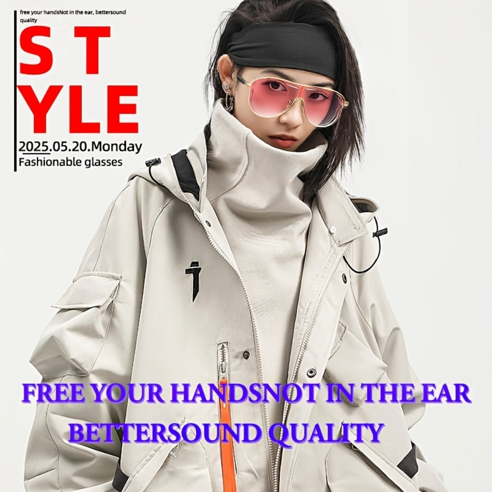Stereo Smart Audio Glasses Touch Control Intelligent Noise Reduction Type-C Rechargeable Ultra-Long Standby Clear Calls Fashionable Wireless Eyewear for Travel Daily Use Unisex