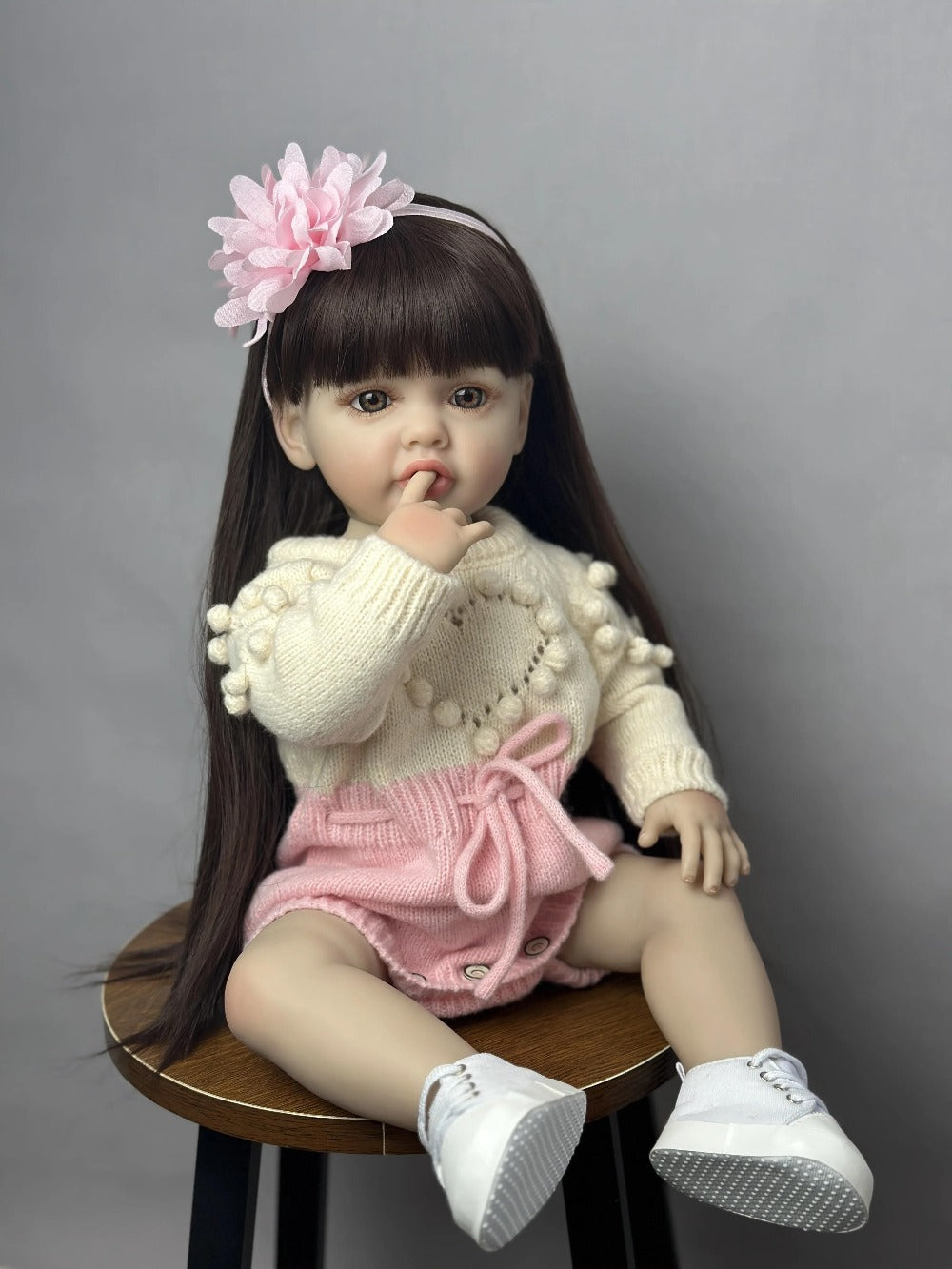 22-Inch Full Vinyl Reborn Baby Doll with Acrylic Eyes and Wig Hair