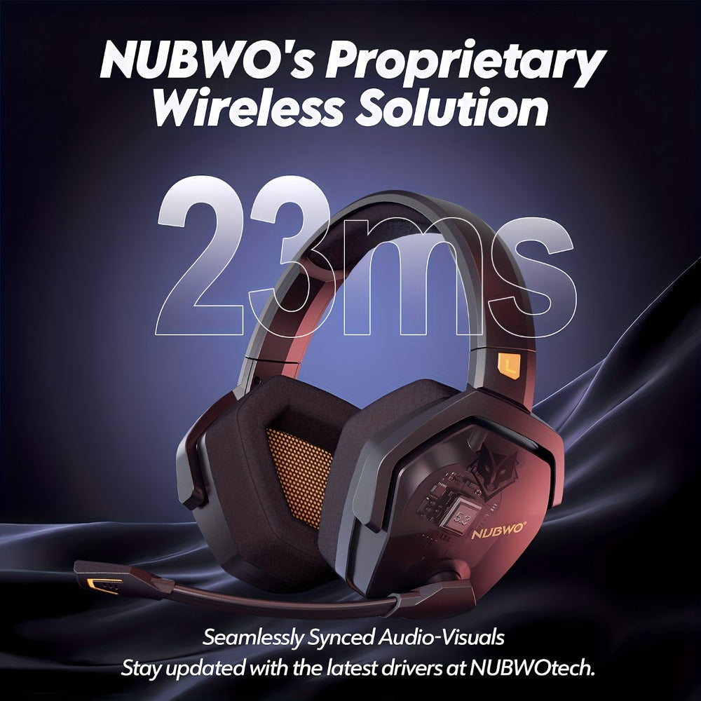 2.4GHz Wireless Gaming Earphones NUBWO G06, 7.1 Surround Sound, 23ms Ultra-Low Latency, 100H Battery, Dual Directional Mic, PC PS5 Console Mobile Compatible, Bluetooth & Wired Modes, Black