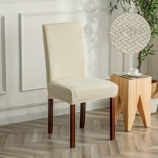 Dining Chair Covers in Stretch Polar Fleece Jacquard, Sets of 4 or 6 for Parsons Chairs