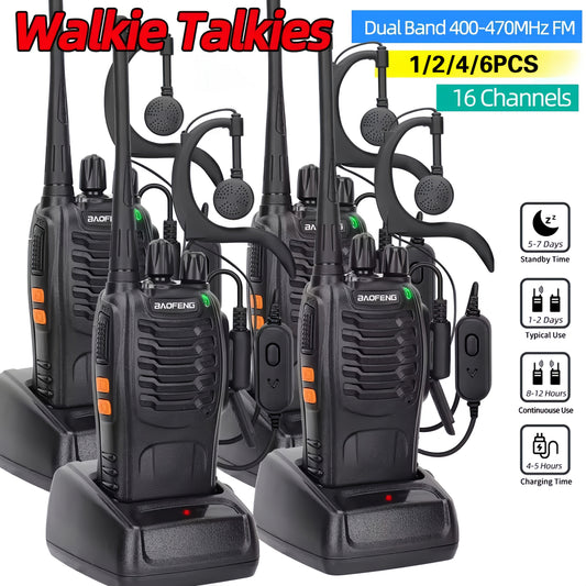 Baofeng BF-888S Walkie Talkies with 16 Channels, Rechargeable UHF Radio Sets