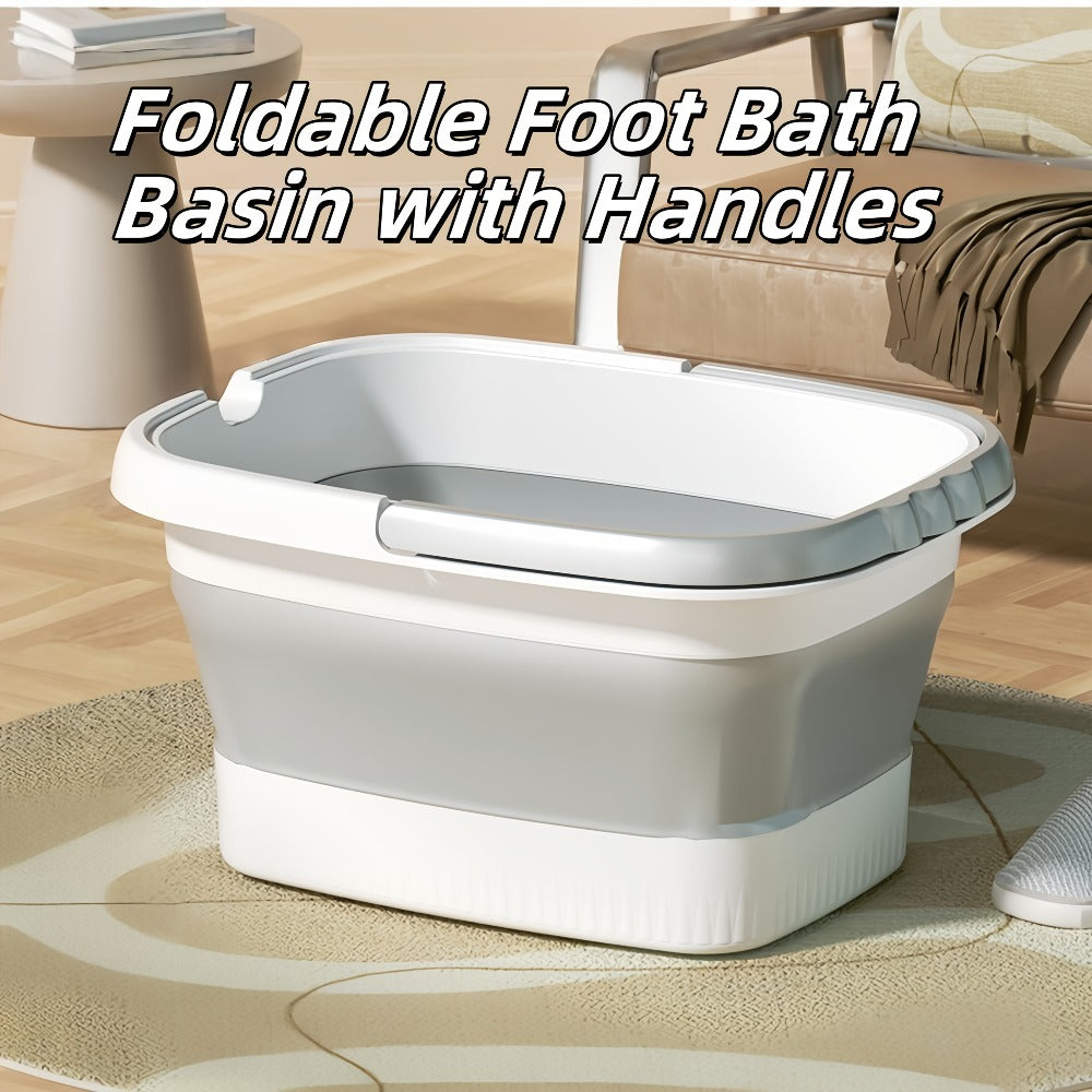 Foldable Foot Bath Bucket 3.96 Gallon Collapsible Portable Pedicure Basin with Sturdy Handle – Space-Saving Foot Soak Tub for Home Salon Travel Available in Grey Green Pink Yellow