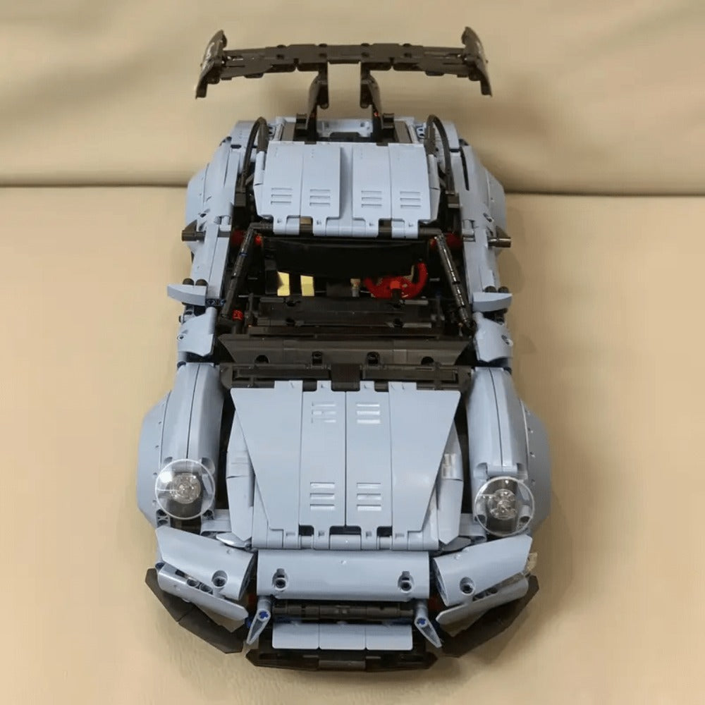 Lowrider Sports Car Building Blocks, 2100 Pcs Misty Blue Adult Model Car Kit