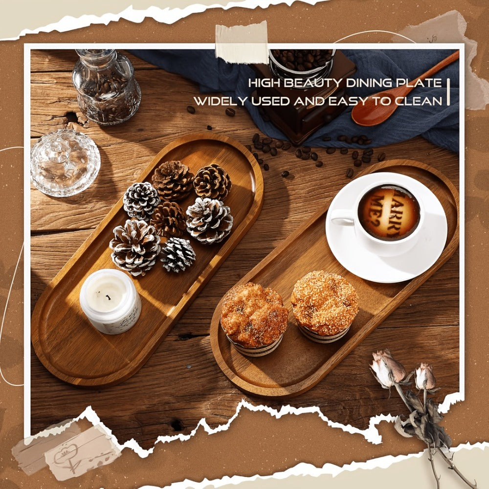 Wood Serving Tray Set – Oval Wooden Charcuterie Boards & Serving Platters for Cheese, Snacks, Bread, Fruit & Appetizers – Party, Buffet, Barbecue & Kitchen Decor