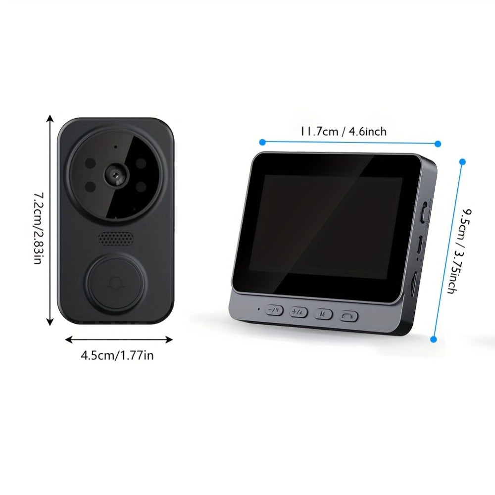 No WiFi Video Doorbell with 4.3" Indoor Monitor 1080P FHD – 120° Wide Angle, 850nm Night Vision, Two-Way Video Intercom, 2-Month Battery, SD Card Storage up to 256GB, One-Key Setup, Black