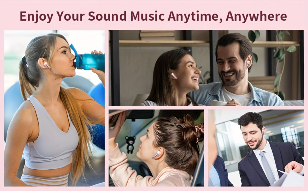Bluetooth 5.3 Wireless Earbuds with Noise Cancelling Mic & LED Display, Deep Bass Stereo in-Ear Headphones, 36H Playback, Compatible with iPhone Android Laptop Tablet for Sports Gym Travel