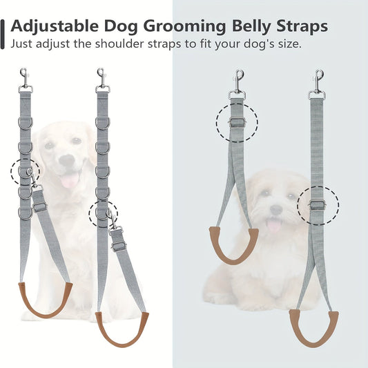 Dog Grooming Restraint Loops, 3-Piece Adjustable Ring Rope Set in Gray