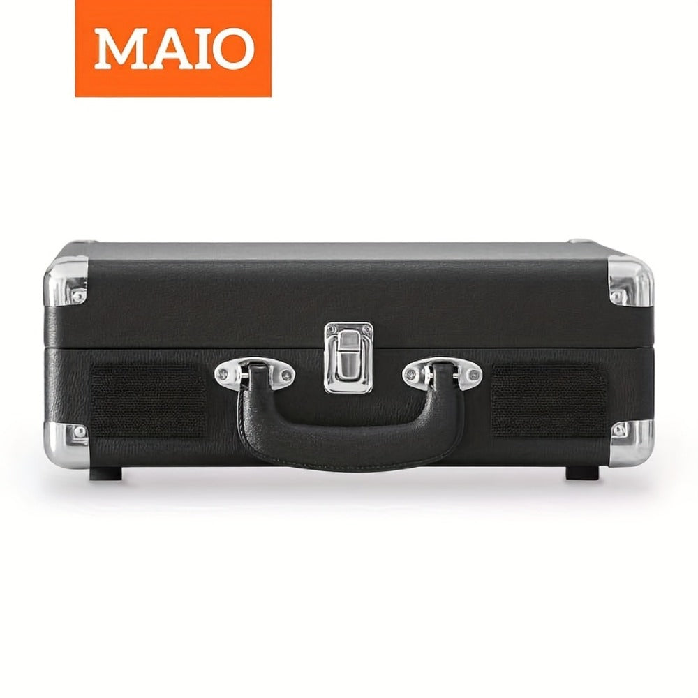 Bluetooth Vinyl Record Player with Built-in Speakers, Maio C200 3-Speed Belt-Driven Turntable, Hi-Fi Stereo Gramophone, 3.5mm Output, RCA Out, Suitcase Style, Best Holiday Gift for Music Lovers