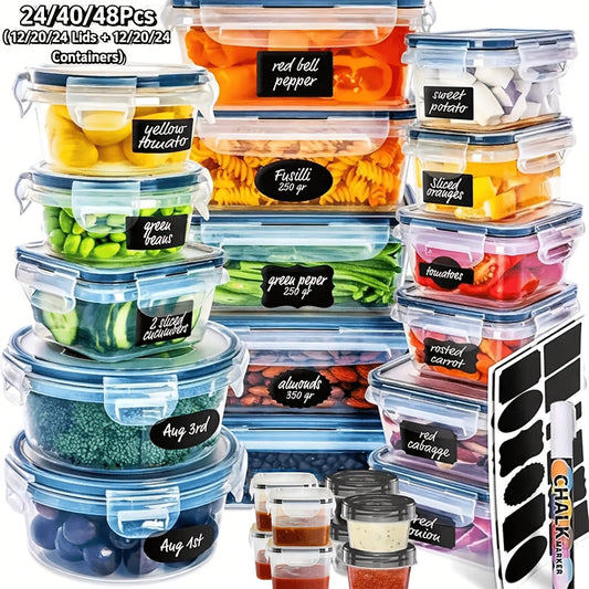 Food Storage Containers with Lids, 12-, 20- or 24-Container Sets