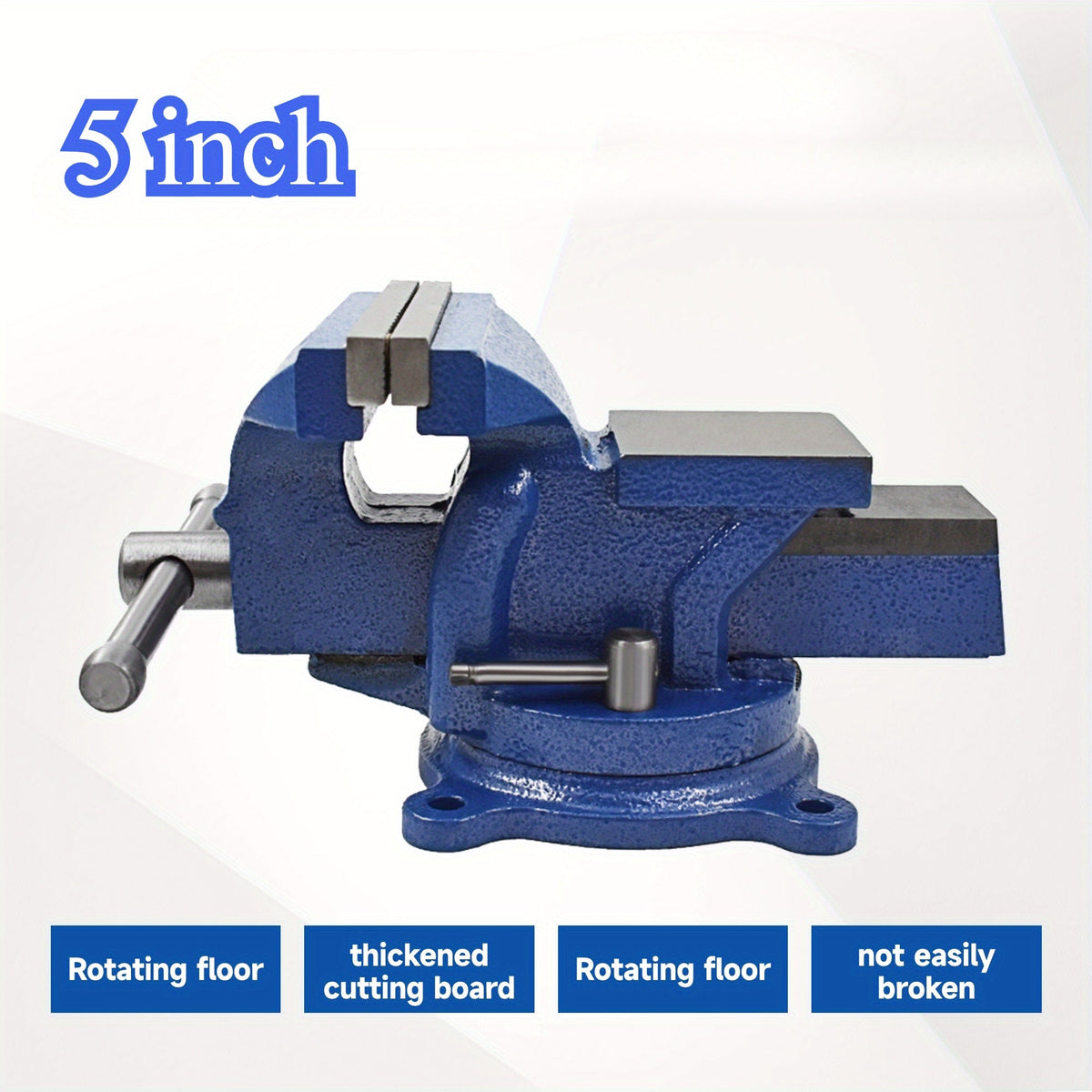 Bench Vise 5-Inch 360-Degree Swivel Base – Heavy-Duty Cast Iron Tabletop Vise with Pipe Jaws & Anvil, Locking Mechanics Clamp for Woodworking, Metalworking, Soldering & DIY