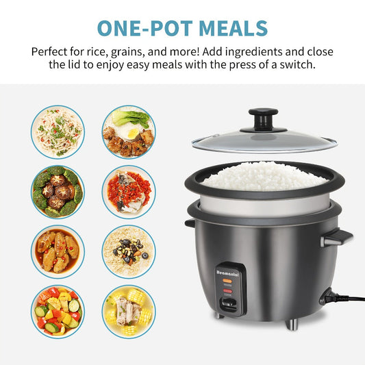 Rice Cooker & Yogurt Maker, 3-Cup Uncooked Capacity with One-Touch Control, Black