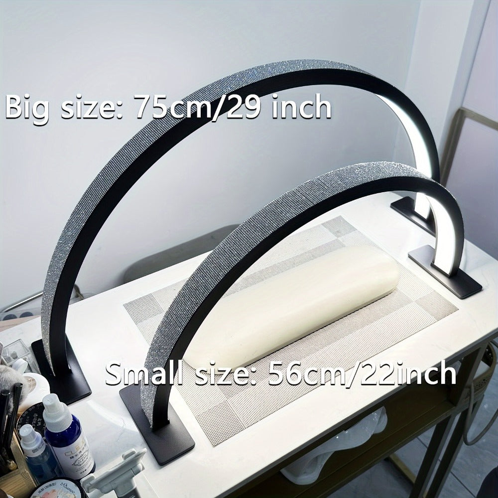 Nail Lamp Studio Desk LED Half Light – 3-Color Temperature Adjustable Brightness for Nail Tech, Beauty Treatments, Skin Care, Eyebrow & Tattoo Lighting, 29 Inch (Black Diamond / White / White Rhinestone)