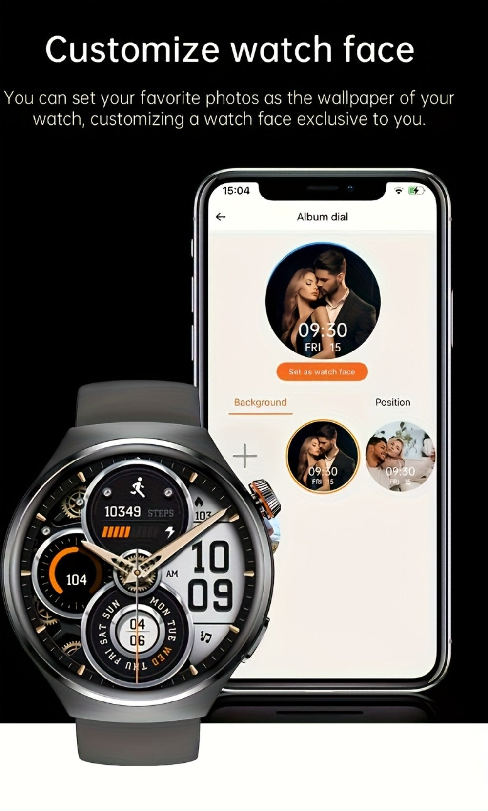 Hexagonal Bezel Smartwatch for Men HD TFT Display 150+ Sports Modes AI Voice Control 100+ Watch Faces Wireless Calling Weather Forecast Activity Tracker Compatible with Android iOS – Black Silver