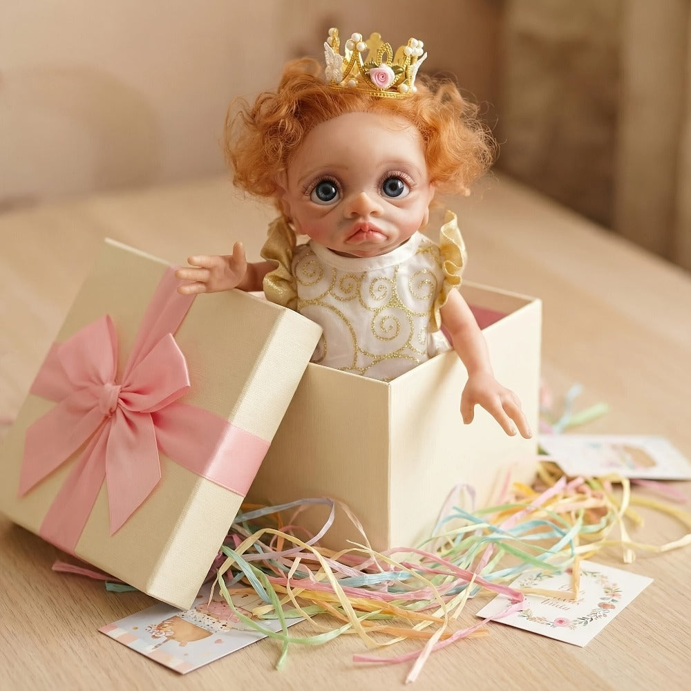 15-Inch Fairy Elf Reborn Doll with Wavy Hair and Random Crown