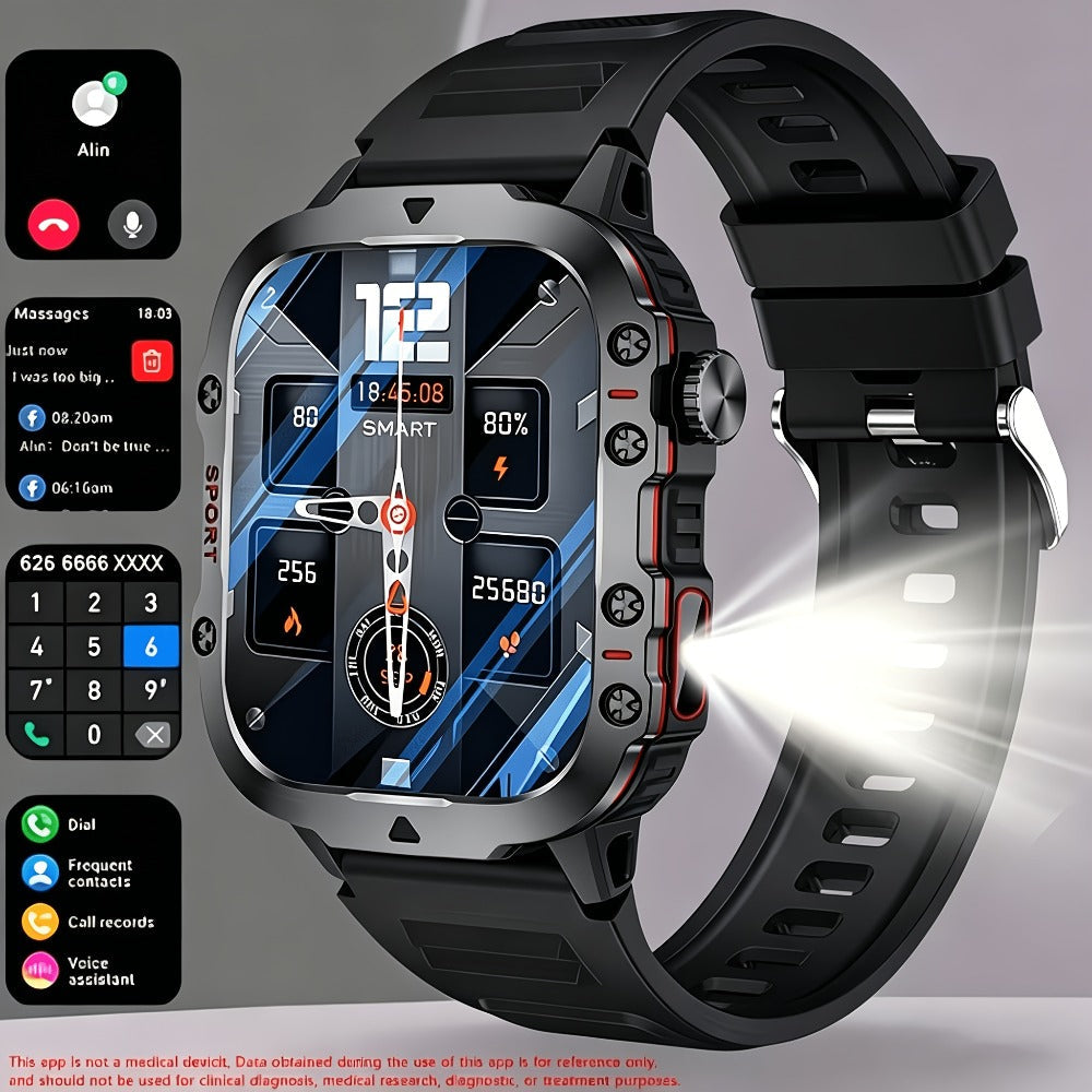 Brown Black Large Screen Smartwatch – Wireless Calling & SMS, Fitness Tracker, Remote Camera Control, USB Rechargeable – Unisex Business Watch for Men & Women iPhone & Android Compatible